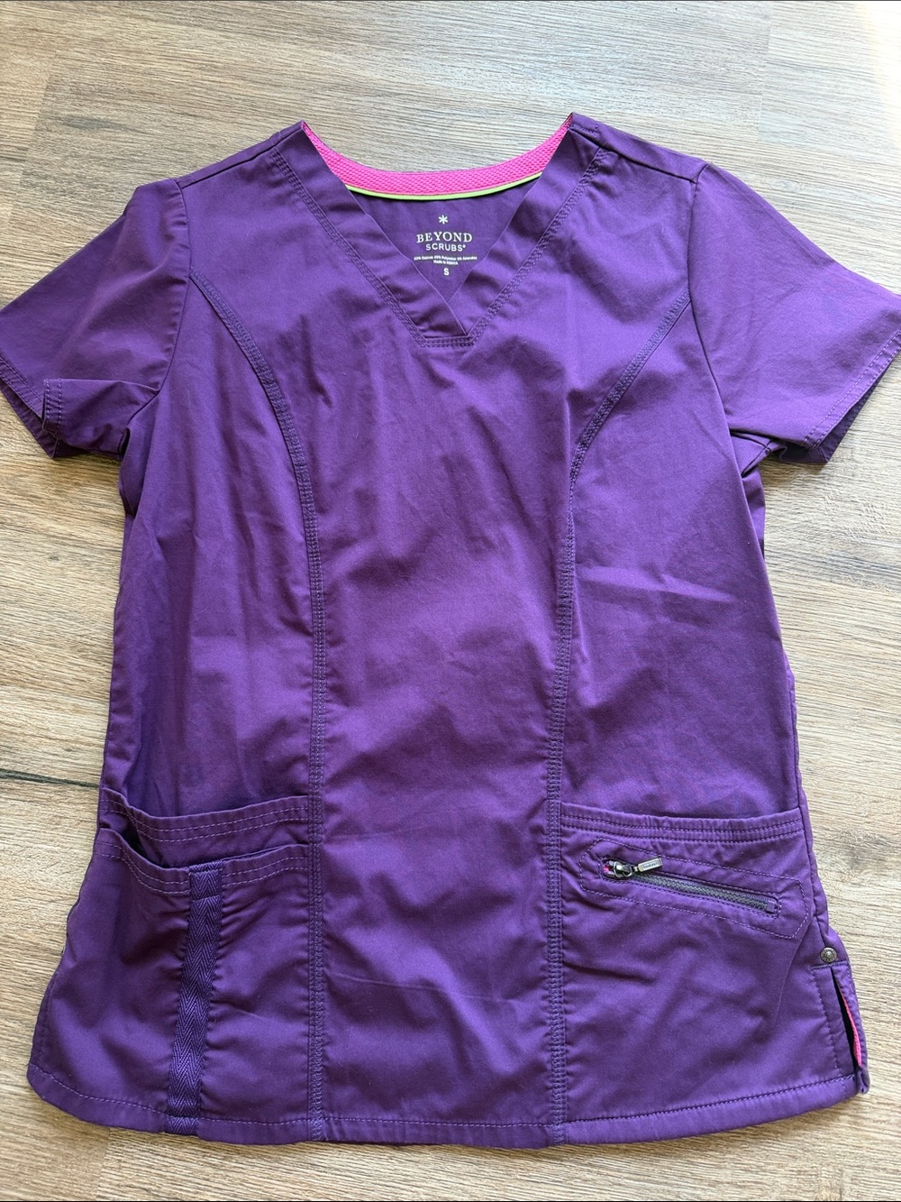 Beyond Scrubs Women's Purple V-Neck Work Top